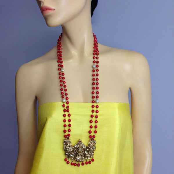 Red Synthetic Coral and Laxmi Pendent – Deara Fashion Accessories