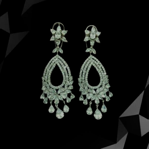 White Rhodium Zircon Dangler Earrings