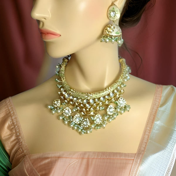 Marvellous Beautiful Meenakari With Kundan Choker Necklace Set