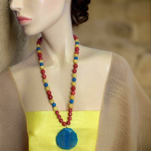 Magnetic Multi-coloured Gemstones And Pendant Necklace