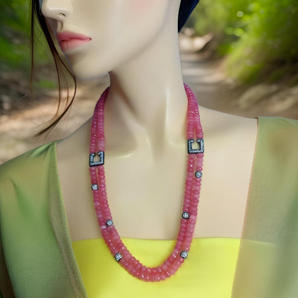 Ruby Pink Two-stranded Necklace