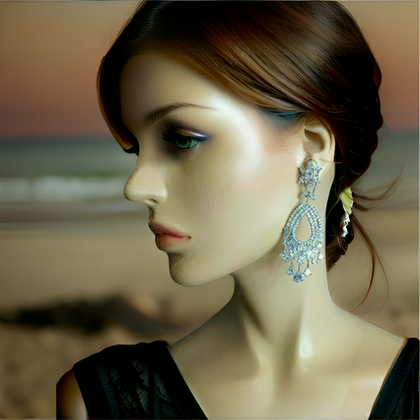 White Rhodium Zircon Dangler Earrings