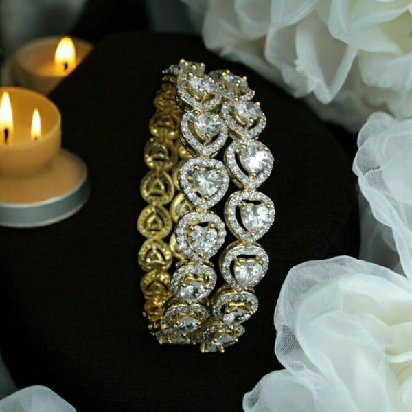 Royal Heart of Golden And Crystal Bangles