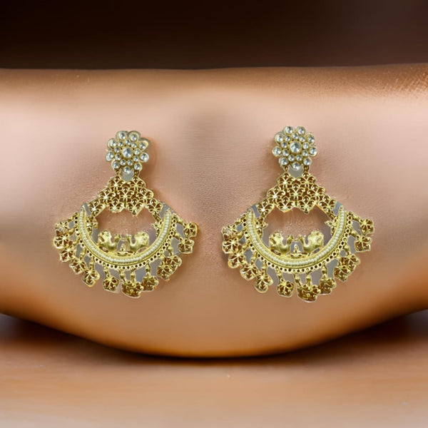 Ethnic Gold Peacock in the Half Moon Chandbali Earrings