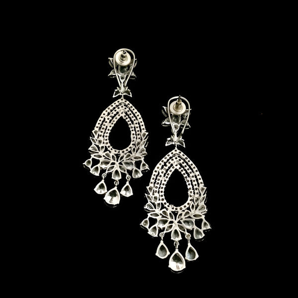 White Rhodium Zircon Dangler Earrings