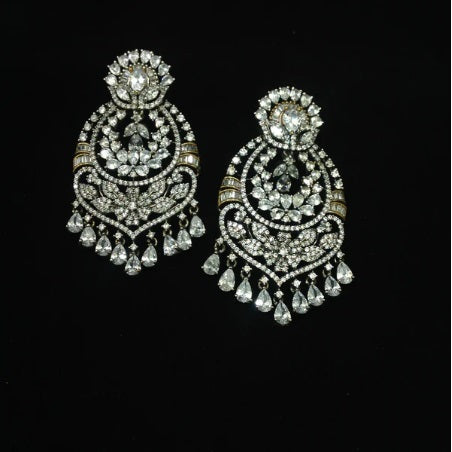 Stunning CZ Floral Chandbali Earrings