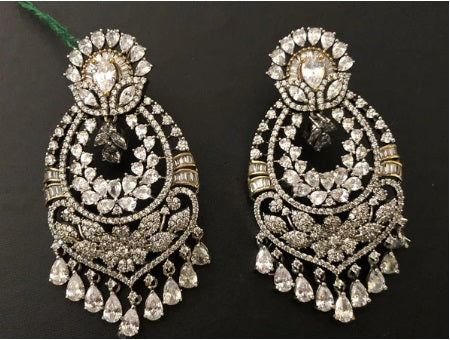 Stunning CZ Floral Chandbali Earrings