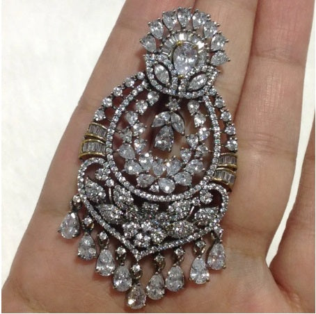 Stunning CZ Floral Chandbali Earrings