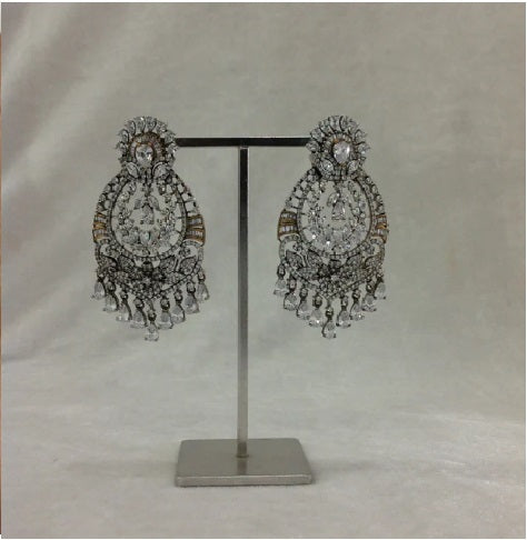 Stunning CZ Floral Chandbali Earrings