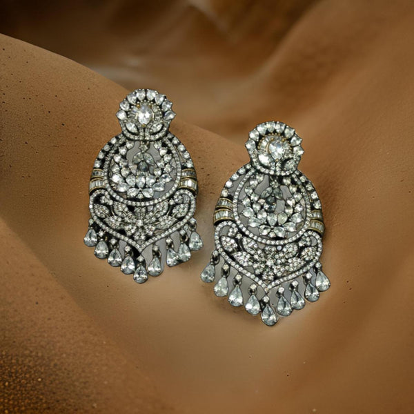 Stunning CZ Floral Chandbali Earrings