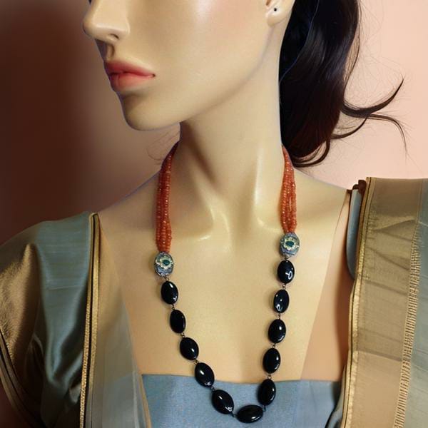 Ornamental Orange Layers with Black Necklace