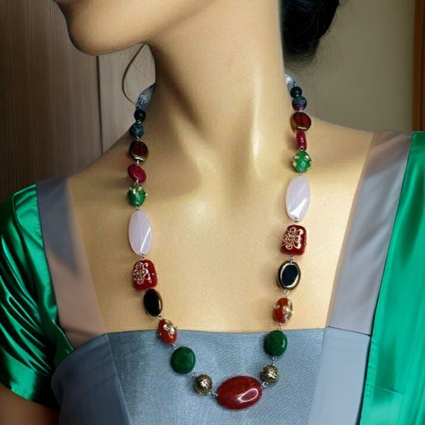 Spellbinding Green and Red Enamel Necklace