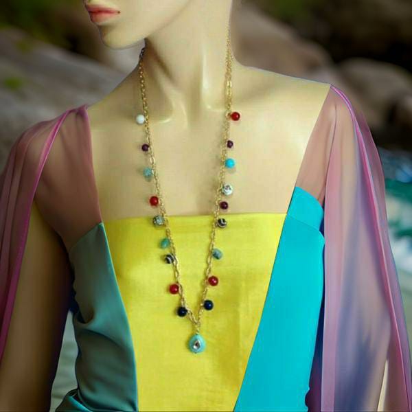 Multicolored Gemstone Chain Necklace