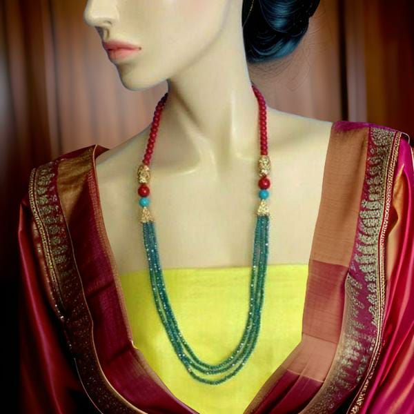 Delightful Candy Red and Aquamarine Green Necklace