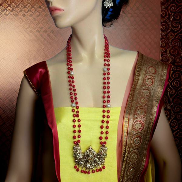 Red Synthetic Coral and  Laxmi Pendent