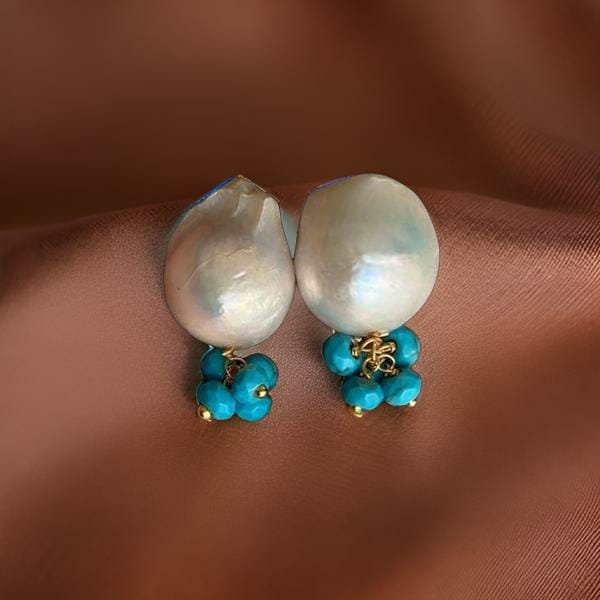 Dazzling Baroque Pearls with Turquoise Quartz Earrings