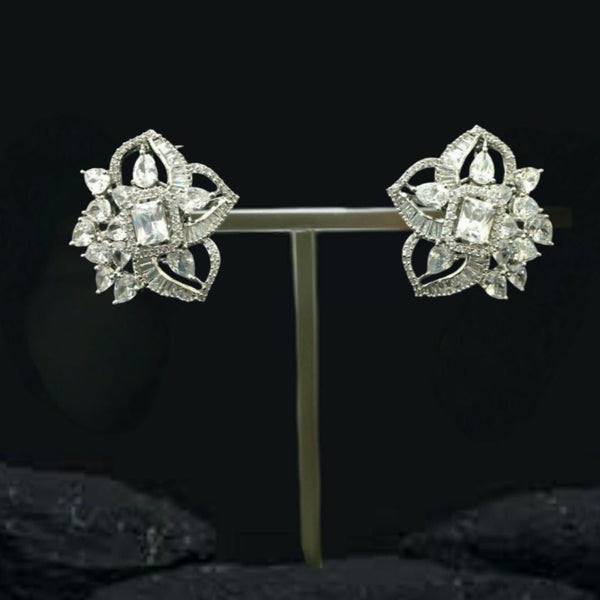 Spherical Floret With Crystal Stud Earrings