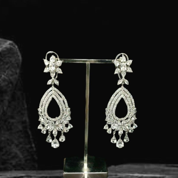 White Rhodium Zircon Dangler Earrings