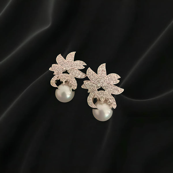 Divine Cubic Zircon with Pearl Earrings