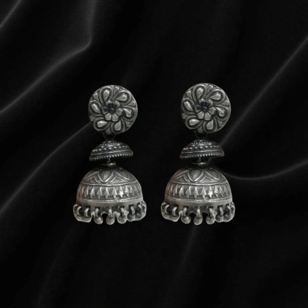 Real Silver Splendour Jhumka Earrings