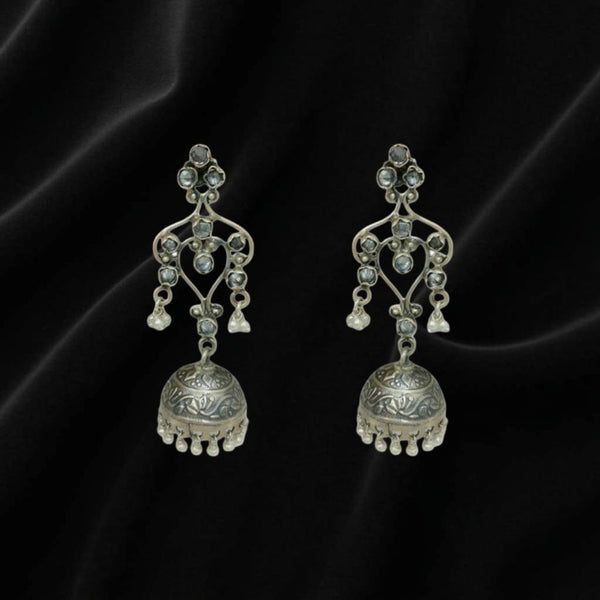 Stunning Silver Jhumki Long Earrings