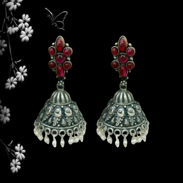 Pleasing Star Silver Jhumka Earrings