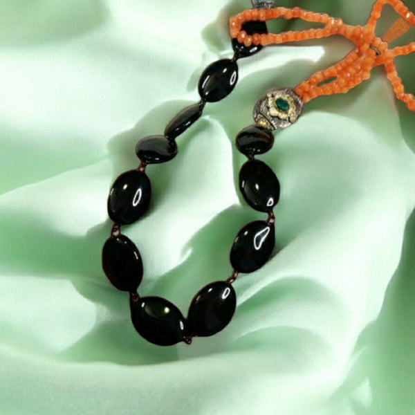 Ornamental Orange Layers with Black Necklace