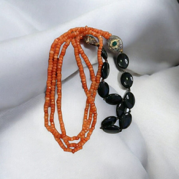 Ornamental Orange Layers with Black Necklace