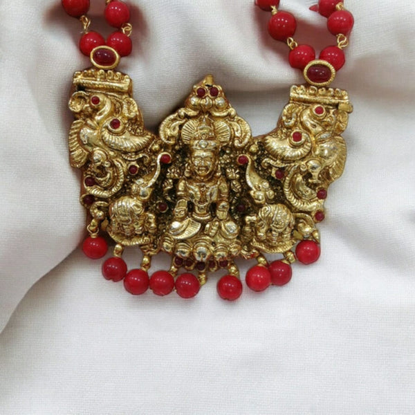 Red Synthetic Coral and  Laxmi Pendent