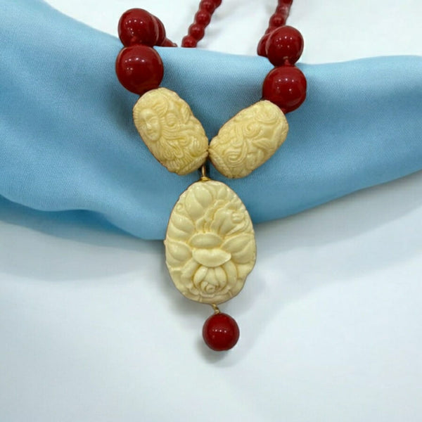 Red Synthetic Coral Beads Necklace