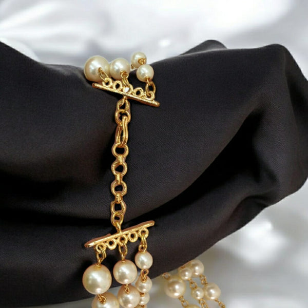 Three Stranded Glorious Golden Shell Pearls Necklace