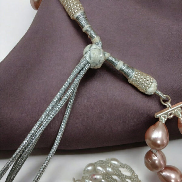 Magnificant 2 Stranded Mauve Pearl Necklace