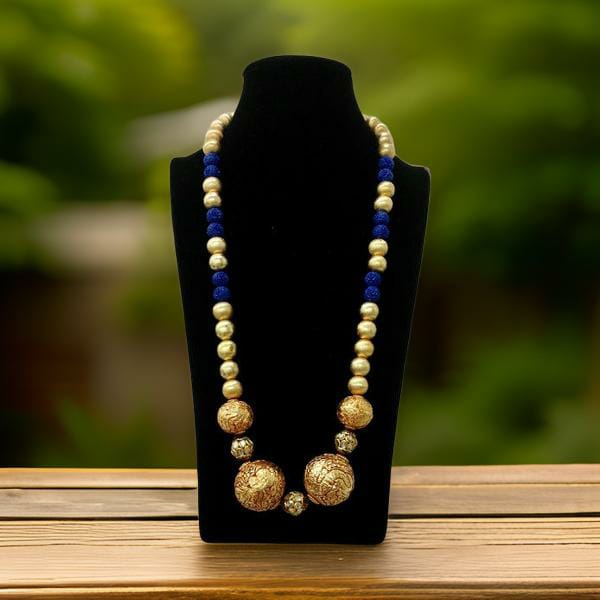 Azure Blue  Golden With Geru Necklace