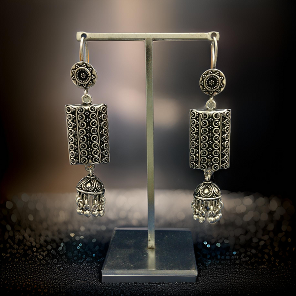 Vintage Silver Charm Long Earrings