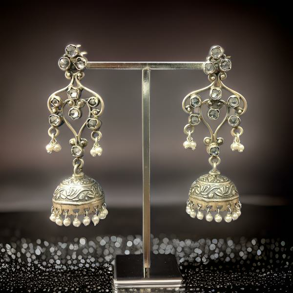 Stunning Silver Jhumki Long Earrings