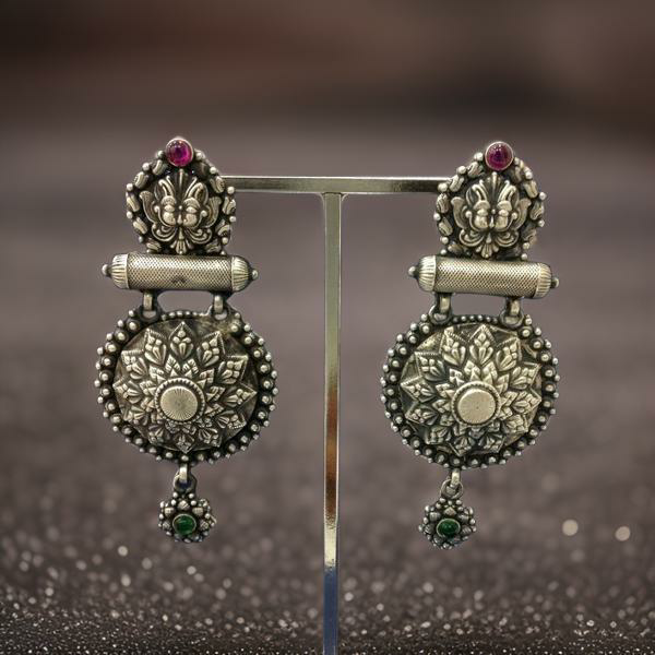 Striking Spherical Silver Long Earrings