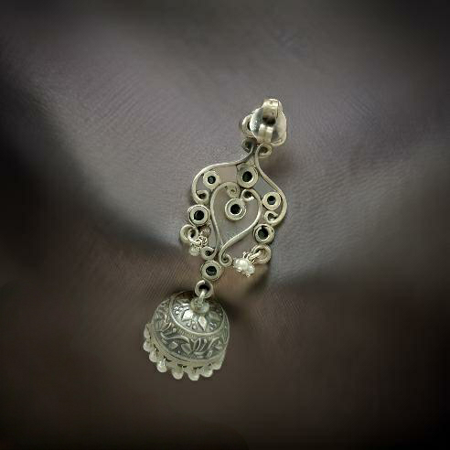 Stunning Silver Jhumki Long Earrings