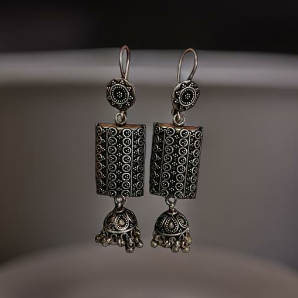 Vintage Silver Charm Long Earrings