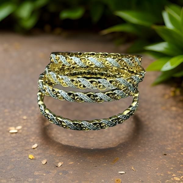 Waves of Gold and Crystal Bangles