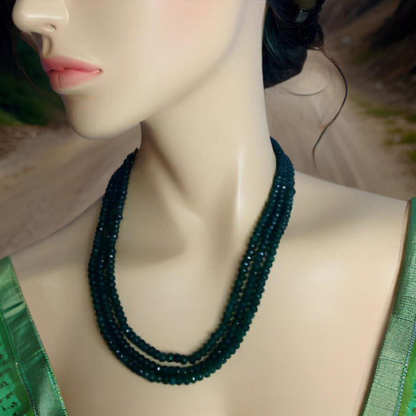 Majestic Emerald Green 3 Stranded Necklace