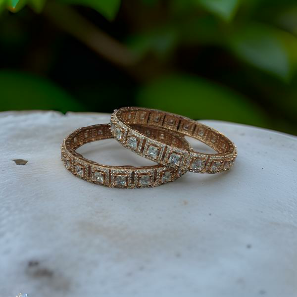 Delicious Squares of Rose Gold & Crystal Bangles