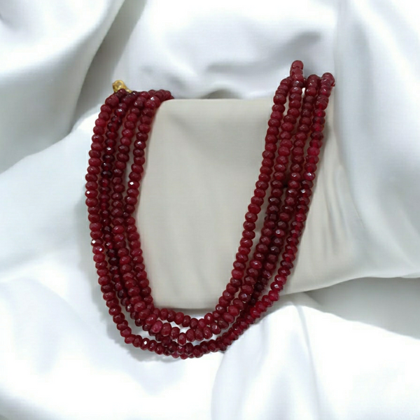 Marvellous Maroon Gemstones With Enamel Beads Necklace